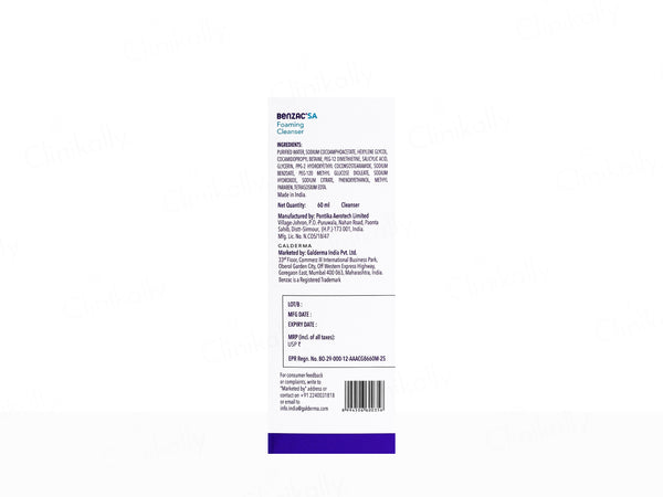 Benzac SA 2% Salicylic Acid Foaming Cleanser