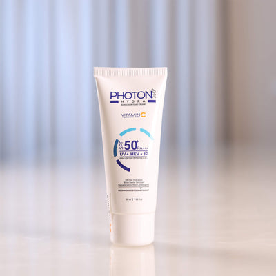 Photon Hydra 360 Sunscreen Fluid Cream | With Hyaluronic Acid & Vitamin C | SPF 50+ PA+++