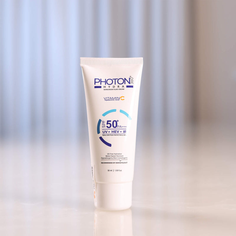 Photon Hydra 360 Sunscreen Fluid Cream | With Hyaluronic Acid & Vitamin C | SPF 50+ PA+++