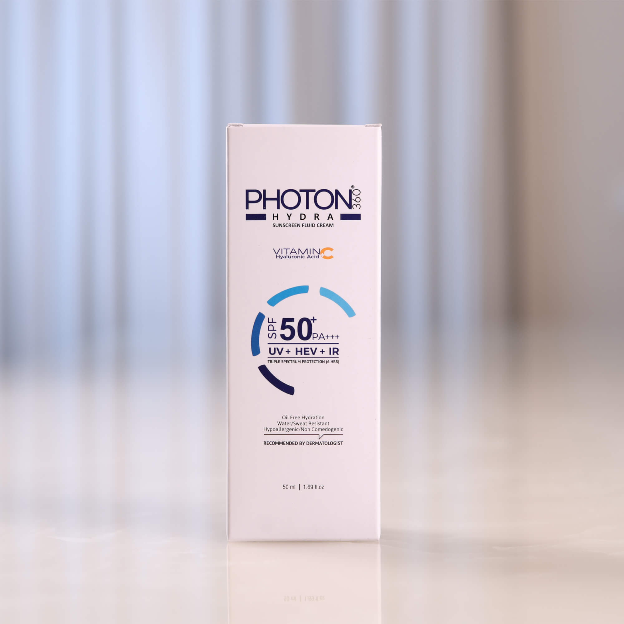 Photon Hydra 360 Sunscreen Fluid Cream | With Hyaluronic Acid & Vitamin C | SPF 50+ PA+++