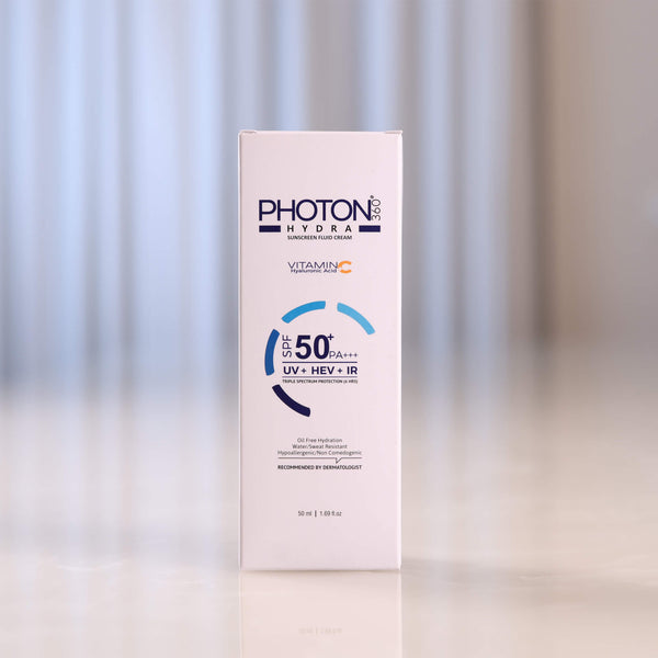 Photon Hydra 360 Sunscreen Fluid Cream | With Hyaluronic Acid & Vitamin C | SPF 50+ PA+++